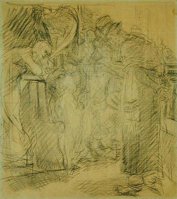 Composition sketch for Christ in the Temple (pencil on paper) von Max Liebermann