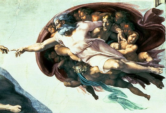 Sistine Chapel Ceiling: Creation of Adam, 1510 (detail of 77430) von Michelangelo (Buonarroti)