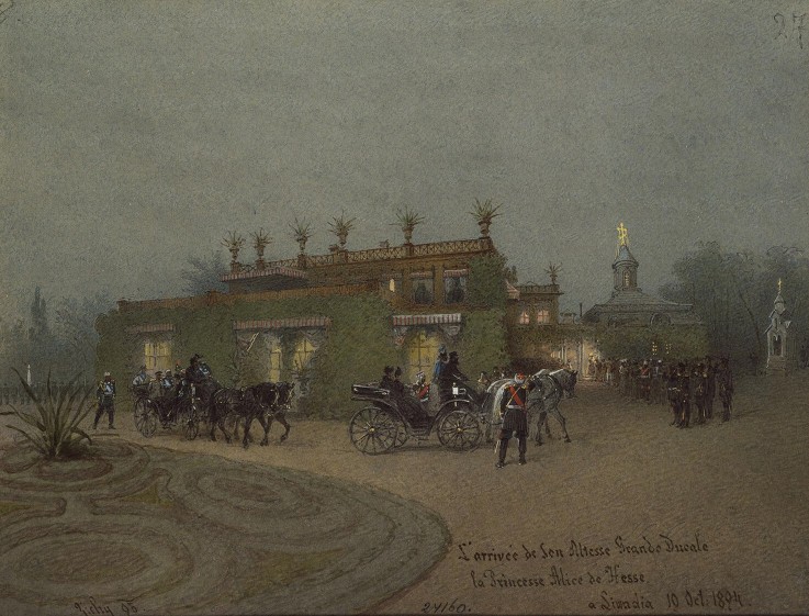 Ankunft der Prinzessin Alix von Hessen-Darmstadt in Liwadia am 10. Oktober 1894 von Mihaly von Zichy
