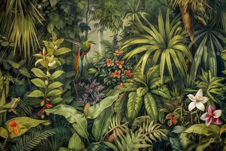 Vogel im Regenwald, Tropischer Regenwald, Traumhafte Natur, Jungle, Pflanzen und Bäume, Landschaft 2023