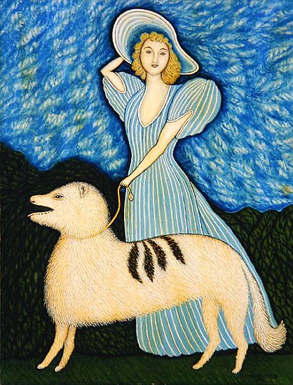 Girl with Dog von Morris Hirshfield