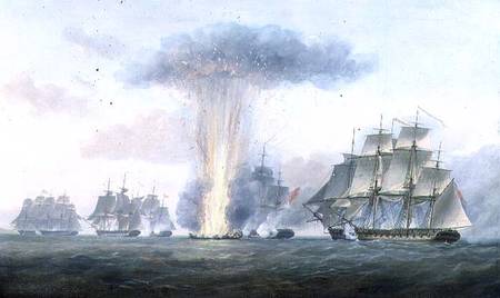 H.M.S. 'Lively' capturing the Spanish frigate 'Clara' off Cape St. Mary von Nicholas Pocock