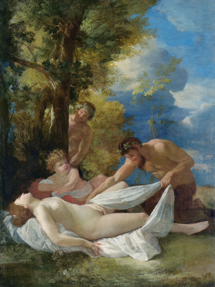 Nymphe mit Satyren von Nicolas Poussin