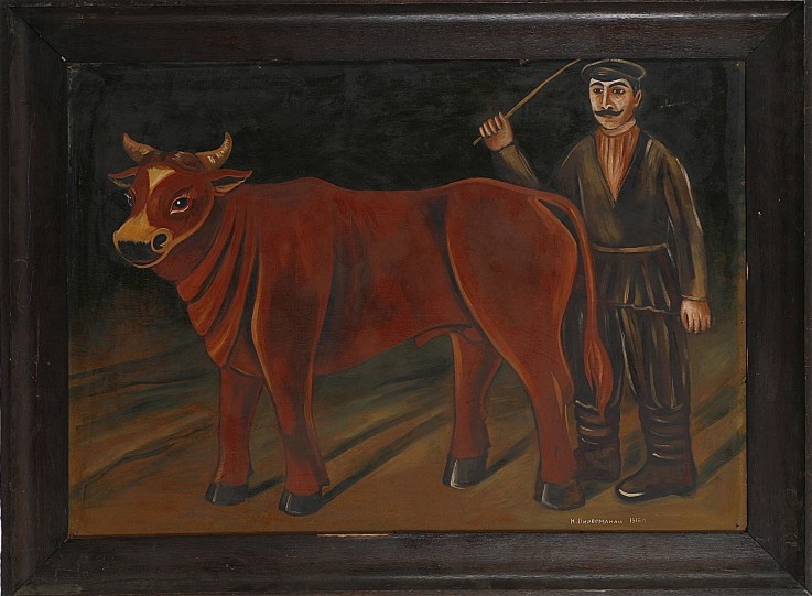 Bauer mit Stier von Niko Pirosmani