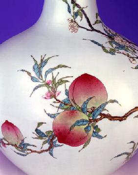 Detail From A Magnificent Famille Rose Nine-Peach Globular Bottle Vase