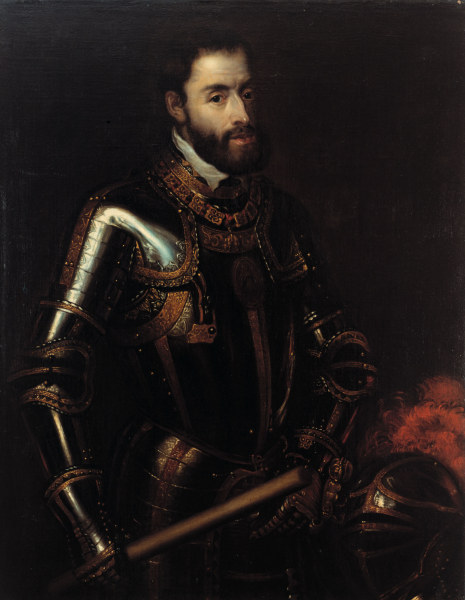 Karl V. Portrait mit Kommandostab (Kopie der Rubens-Schule nach Tizian) von 