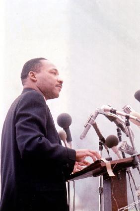 Martin Luther King American priest activist for Civil Right Movement black Americans c. 1965