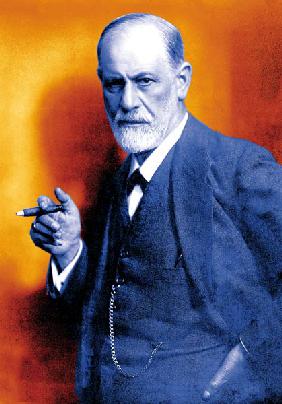 Austrian psychoanalyst Sigmund Freud , colourized document in 1921