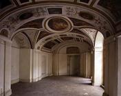 View of the vaulted hall on the level of the Nymphaeum with frescoes depicting the Descent from Olym C14th