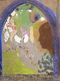 Frauenprofil im Fenster von Odilon Redon
