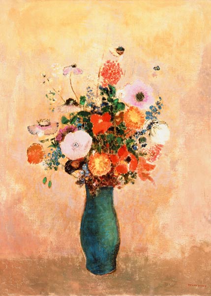 Wildblumen in grüner Vase von Odilon Redon