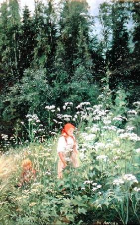 Girl among the wild flowers 1880