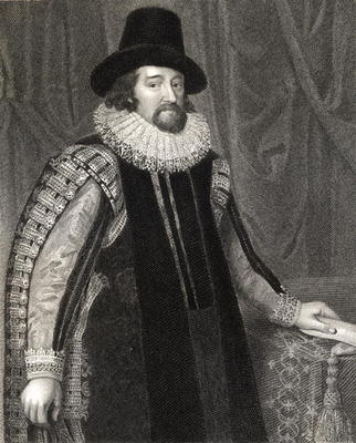 Portrait of Francis Bacon (1561-1626) Viscount St Albans, from 'Lodge's British Portraits', 1823 (li von Paul van Somer