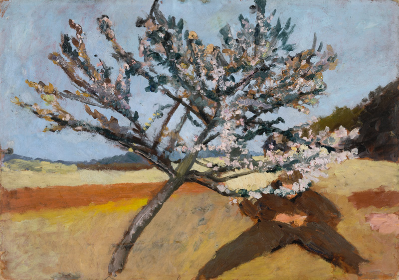 Liegender Mann unter blühendem Baum von Paula Modersohn-Becker