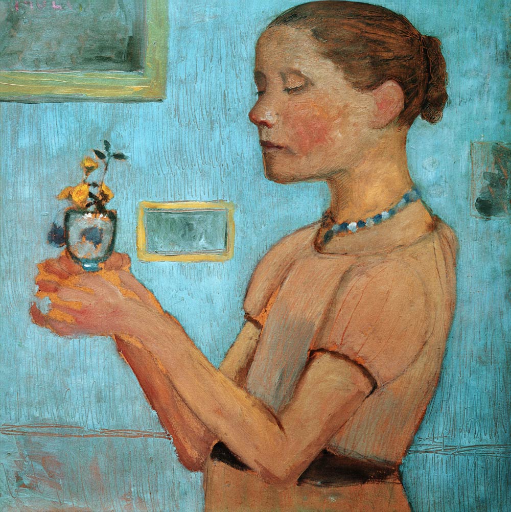 Mädchen mit Blumen von Paula Modersohn-Becker