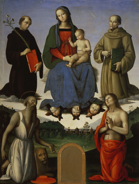 P.Perugino / Mary with Child & Saints von Perugino (eigentl. Pierto di Cristoforo Vanucci)