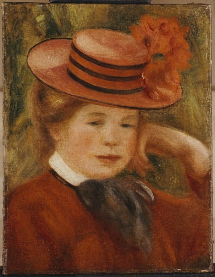 A Young Girl with a Red Hat von Pierre-Auguste Renoir