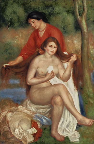 La toilette Badende mit ihrer Zofe von Pierre-Auguste Renoir