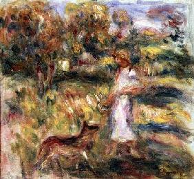 Landscape with the artist's wife and Zaza c.1919