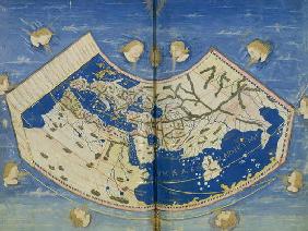 Ms Lat 463 Fol.75v-76r Map of the World with the Twelve Winds (vellum) 18th