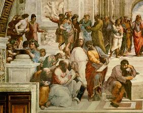 The School of Athens, detail from the left hand side showing Pythagoras surrounded by students and M 1510