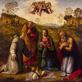 Madonna und Kind mit Heiligen Franz und Hieronymus