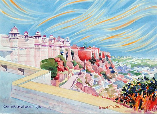 Gwalior Fort, India, 2001 (w/c on paper)  von Robert  Tyndall