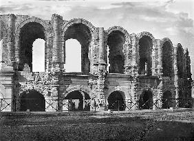 Exterior view of the amphitheatre (stone) (b/w photo) 