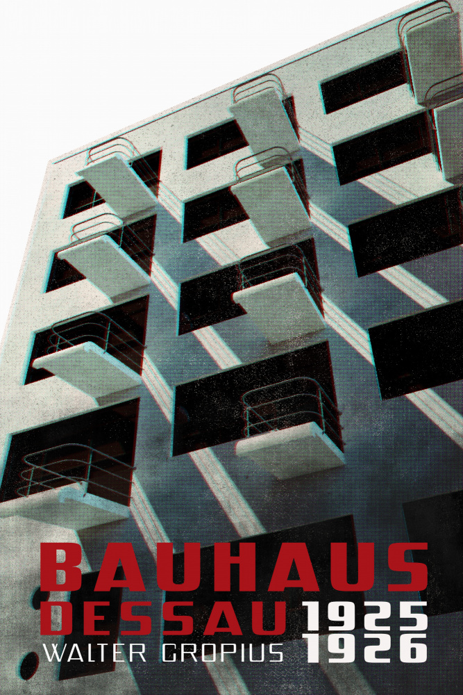 Bauhaus Dessau-Architektur im Vintage-Magazin-Stil VII von Rosana Laiz Blursbyai