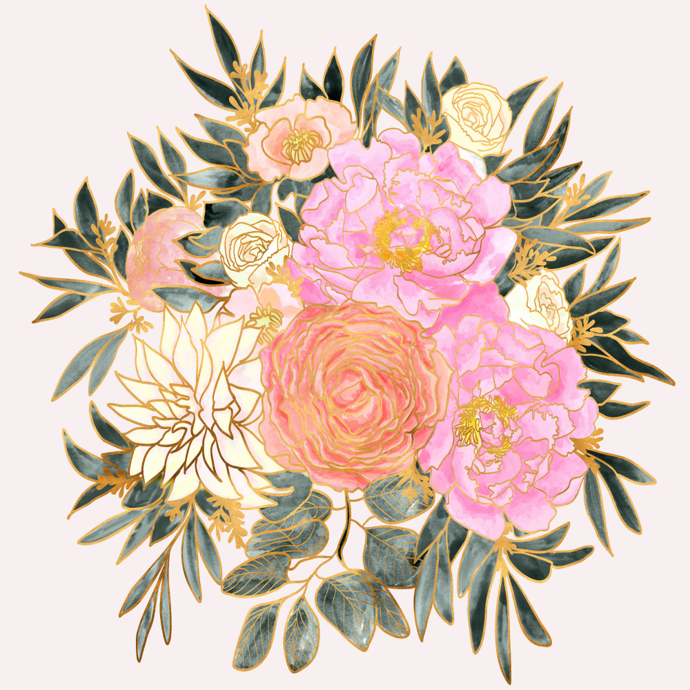 Nanette Blumenstrauß in Pastelltönen von Rosana Laiz Blursbyai
