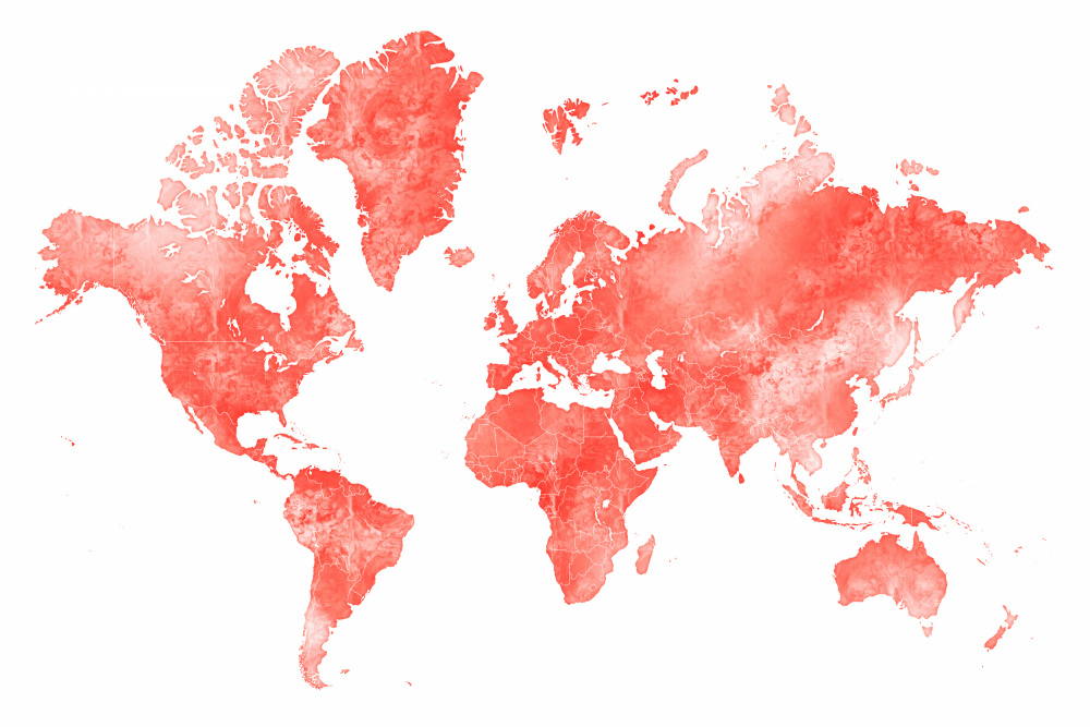 Weltkarte mit umrissenen Ländern,Coralinah von Rosana Laiz Blursbyai