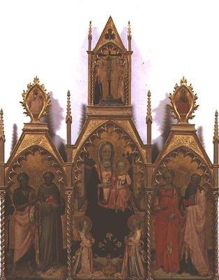 Madonna and Child enthroned with Saints (tempera on panel) von Rossello di Jacopo Franchi