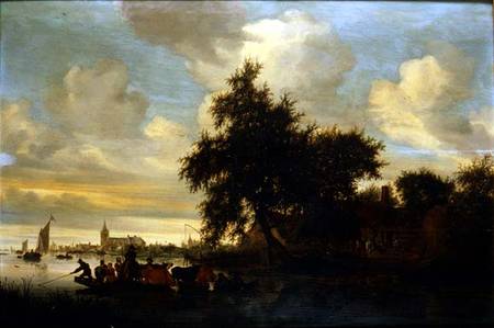 River Landscape with Ferry von Salomon van Ruisdael or Ruysdael