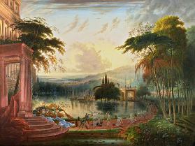 A Romantic Landscape with the Arrival of the Queen of Sheba c.1830