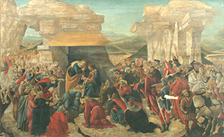 Die Anbetung der Hirten (unvollständig). von Sandro Botticelli
