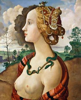 Copy of Simonetta Vespucci (1453-76) by Sandro Botticelli (1444/5-1510) (oil on canvas) 1919