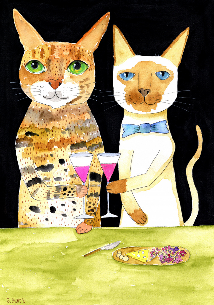 Katzen trinken beste Freunde von Sharyn Bursic