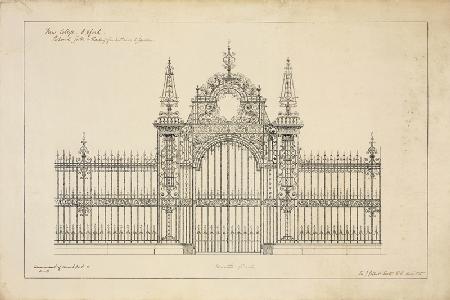 New College Oxford: Proposed Gates and Railing for Entrance to Garden 1874