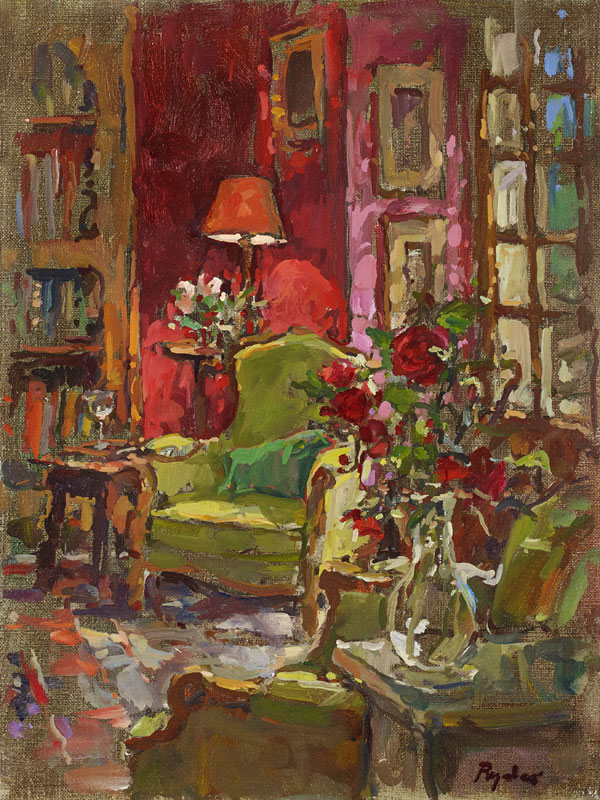 Red Wall, Red Roses von Susan  Ryder