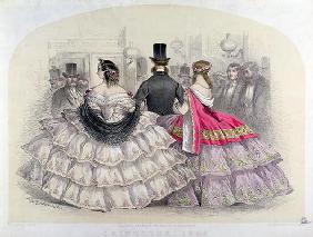 Ladies Wearing Crinolines at the Royal Italian Opera, Covent Garden, 1859 (colour engraving) 20th