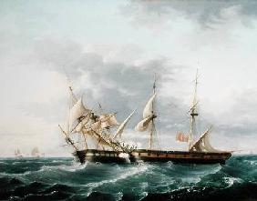 Naval Engagement between USS Wasp and HMS Frolic c.1815