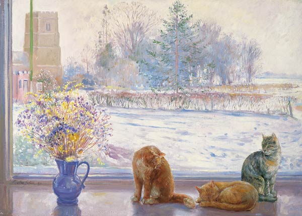 Winter Prospect with Cats  von Timothy  Easton