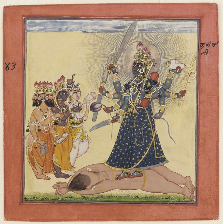 Bhadrakali wird durch die Götter verehrt (vom Devi Bhagavata) von Unbekannter Künstler