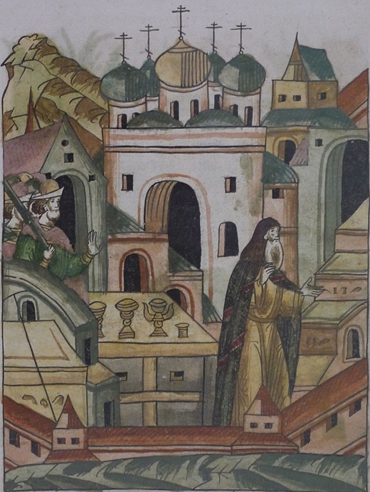 Die Entlassung von Metropolit Zosimus (Aus der Illustrierten Chronikhandschrift) von Unbekannter Künstler