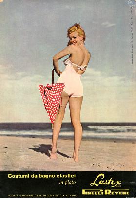 Marilyn Monroe posiert für die Werbung von Pirelli-Badebekleidung 1952