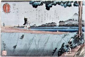 Mount Fuji from the Sumida River embankment, one of the views from Edo c.1842