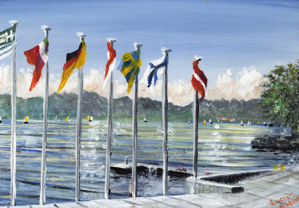 Flags on Lac Leman von Vincent Alexander Booth