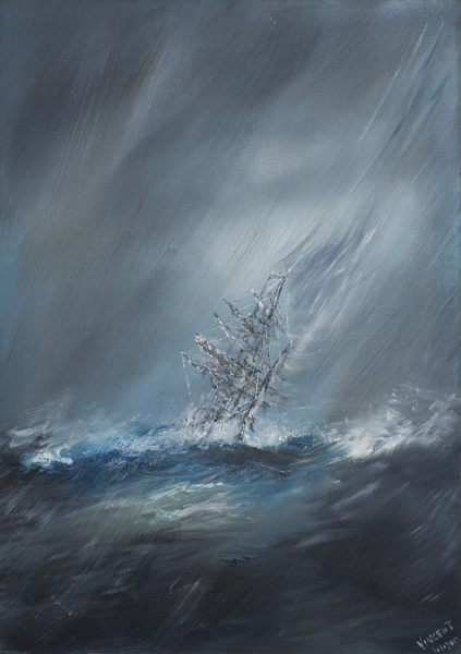HMS Beagle in Storm off Cape Horn 24th December1832 von Vincent Alexander Booth