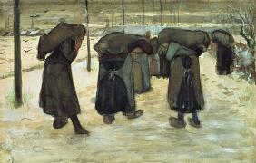 Miners' wives carrying sacks of coal 1882