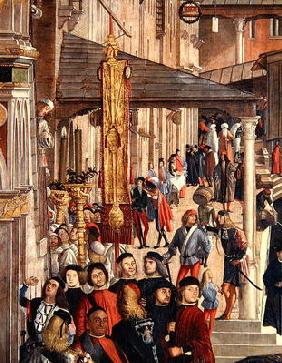 Street Scene, detail from The Miracle of the Relic of the True Cross on the Rialto Bridge, 1494 (oil 18th